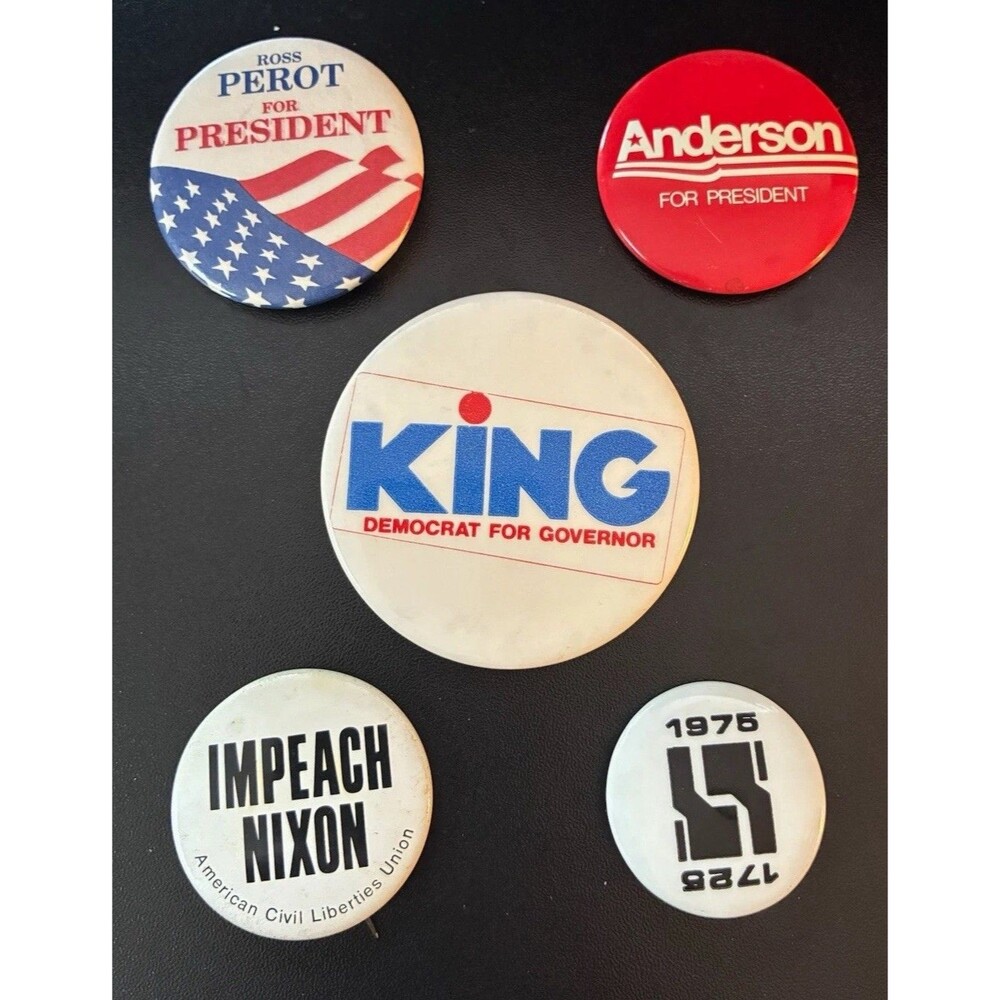 Political Campaign Pinback Buttons, Lot of 5